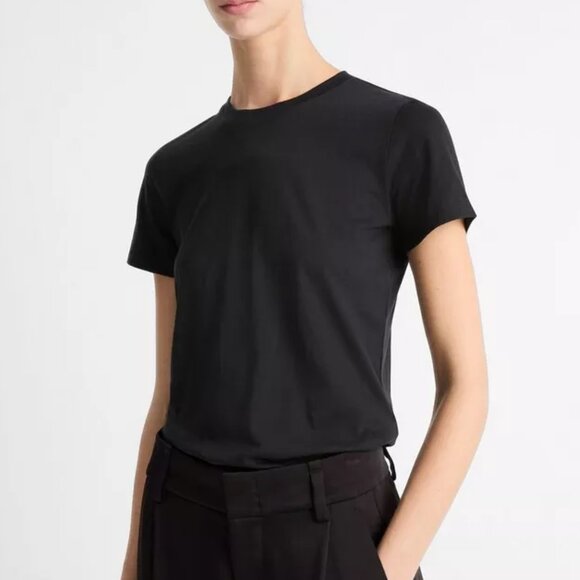 Vince Essential Pima Cotton Crew Neck T-Shirt Black Size XS - Picture 1 of 4